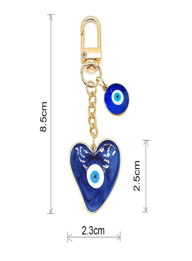 Meimimix Evil Eye Keychains Sweat-heart Protection Charm for Women Men Car Key Ring Bag Purse Accessories Good Luck Amulet Protection (Heart) - Image 5